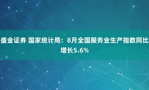 盛金证券 国家统计局：8月全国服务业生产指数同比增长5.6%