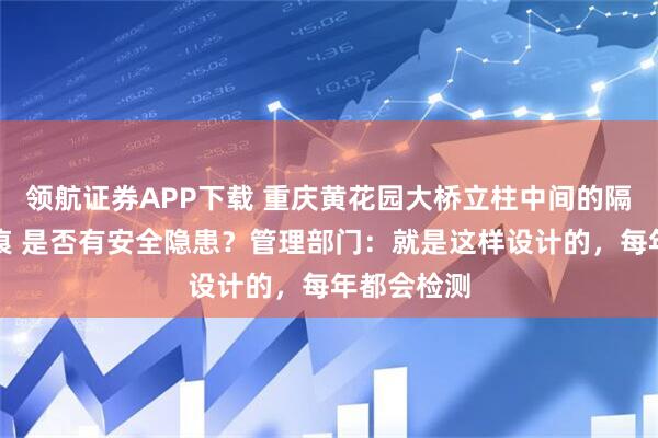 领航证券APP下载 重庆黄花园大桥立柱中间的隔断疑有裂痕 是否有安全隐患？管理部门：就是这样设计的，每年都会检测